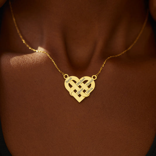 1-5 Names Knotted Heart Necklace