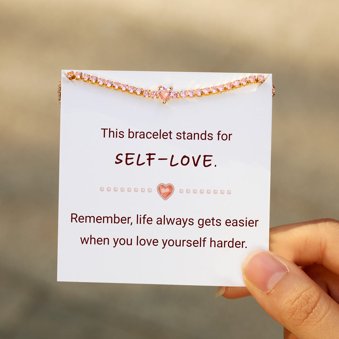 Love Yourself Harder Pavé Heart Bracelet