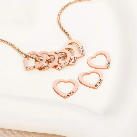 Personalized Heart Shaped Pendant Family Necklace