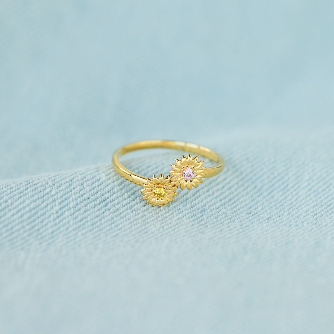 2-6 Birthstones Sunflower Ring