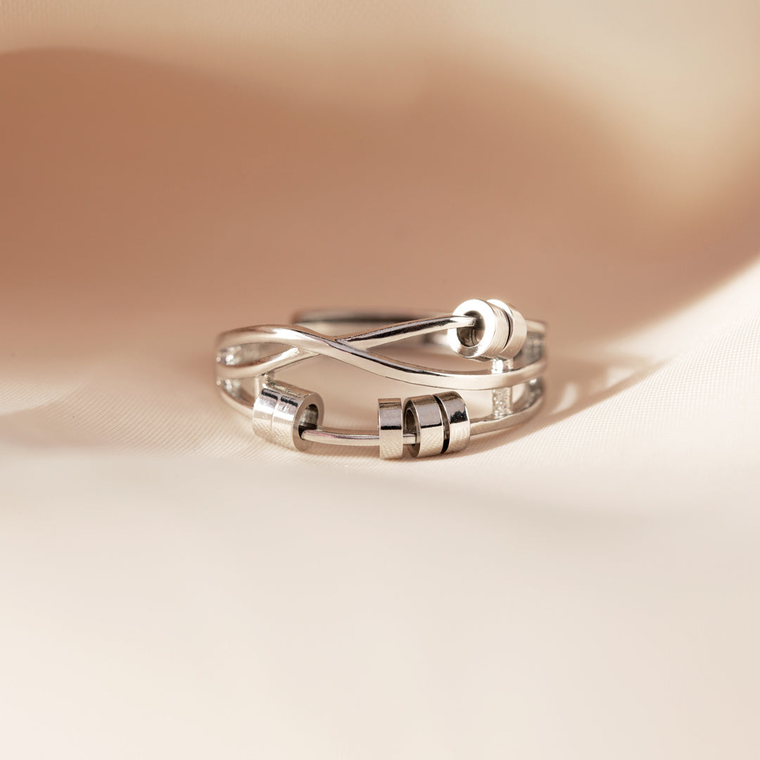 Spinning Crossover Fidget Ring, Anxiety Ring For Women