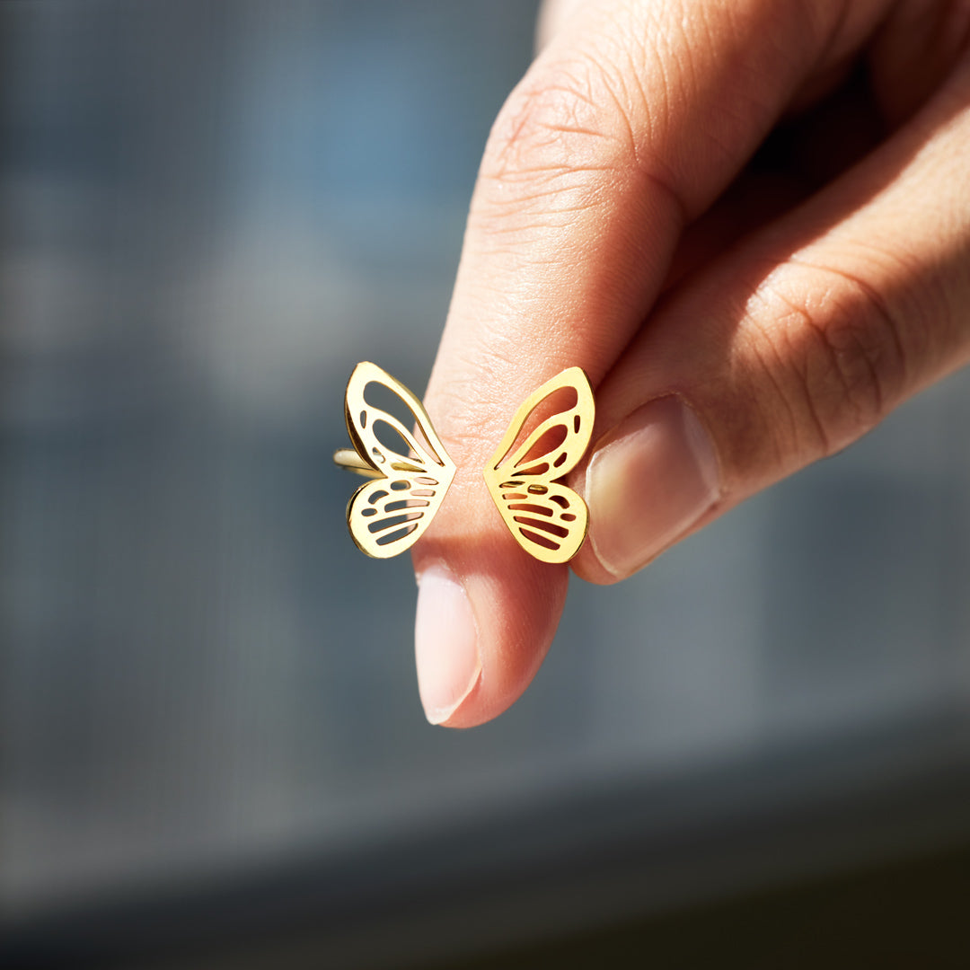 With Brave Wings She Flies Sculpted Butterfly Ring