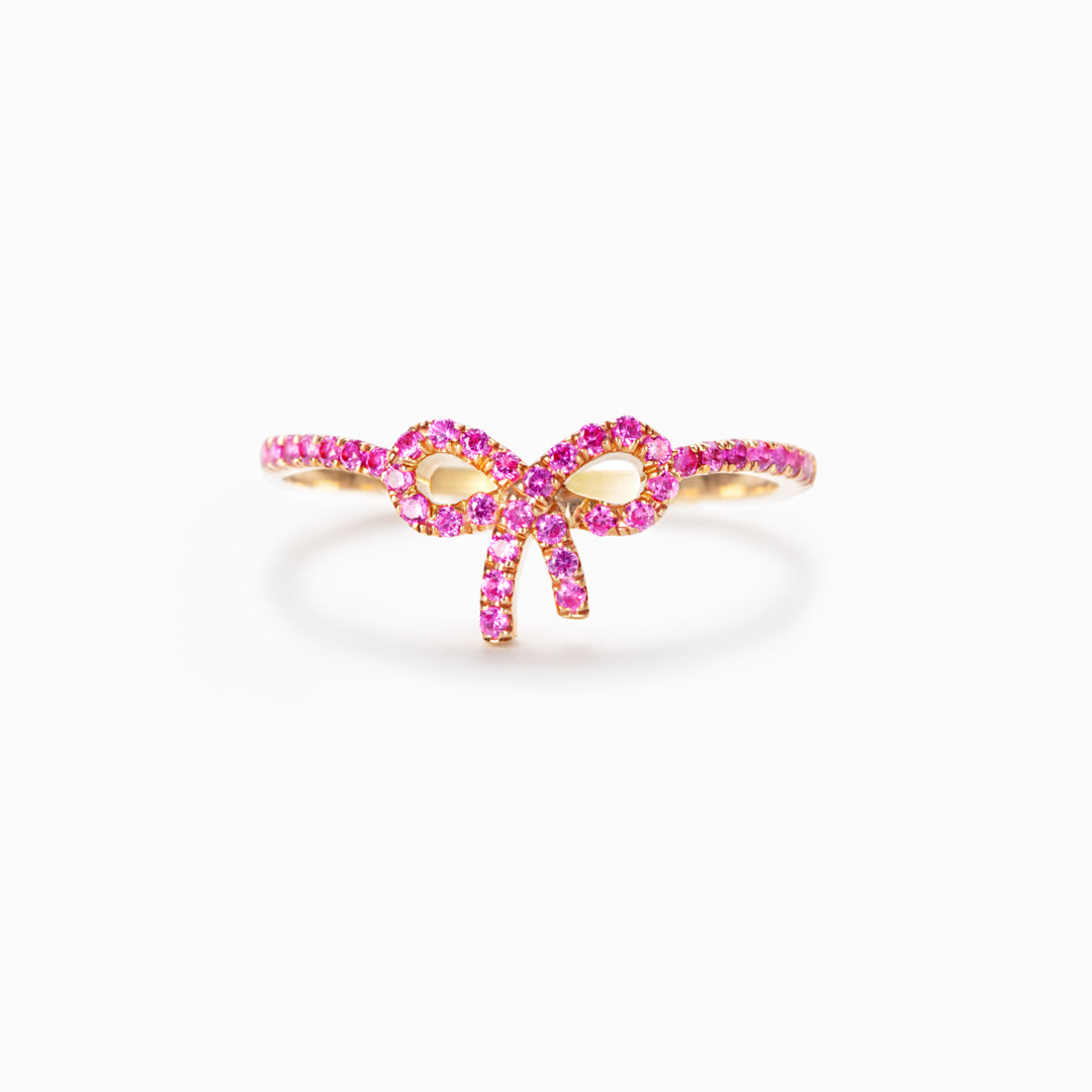Keep Your Head Up High Pink Pavé Bow Ring