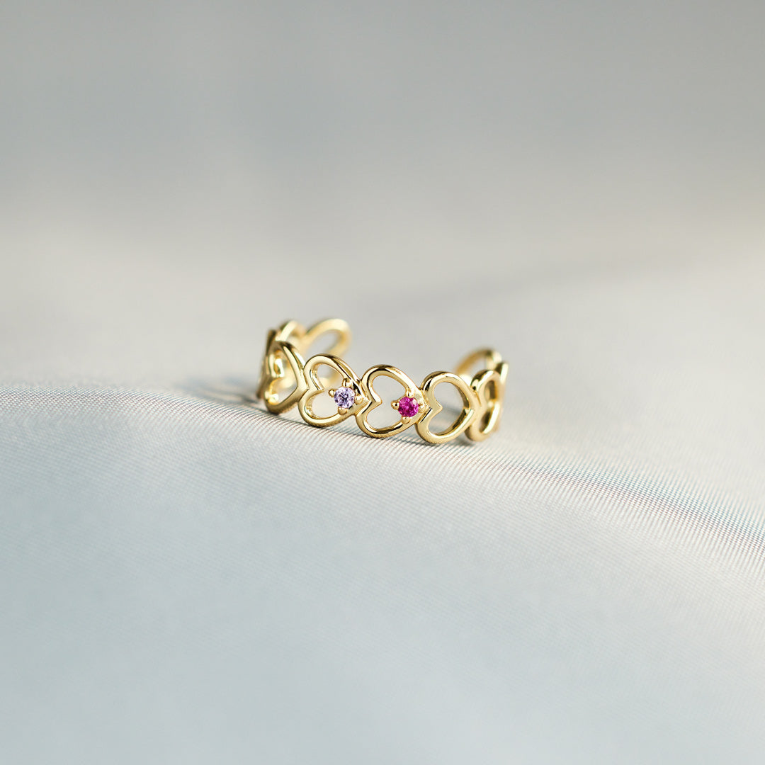 2-6 Birthstone Heart To Heart Ring Band