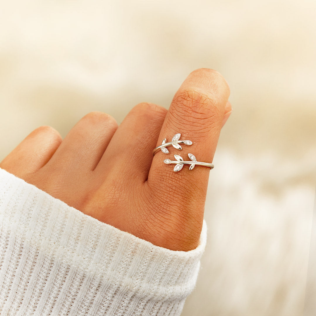 Grow Through What You Go Through Leaf Ring