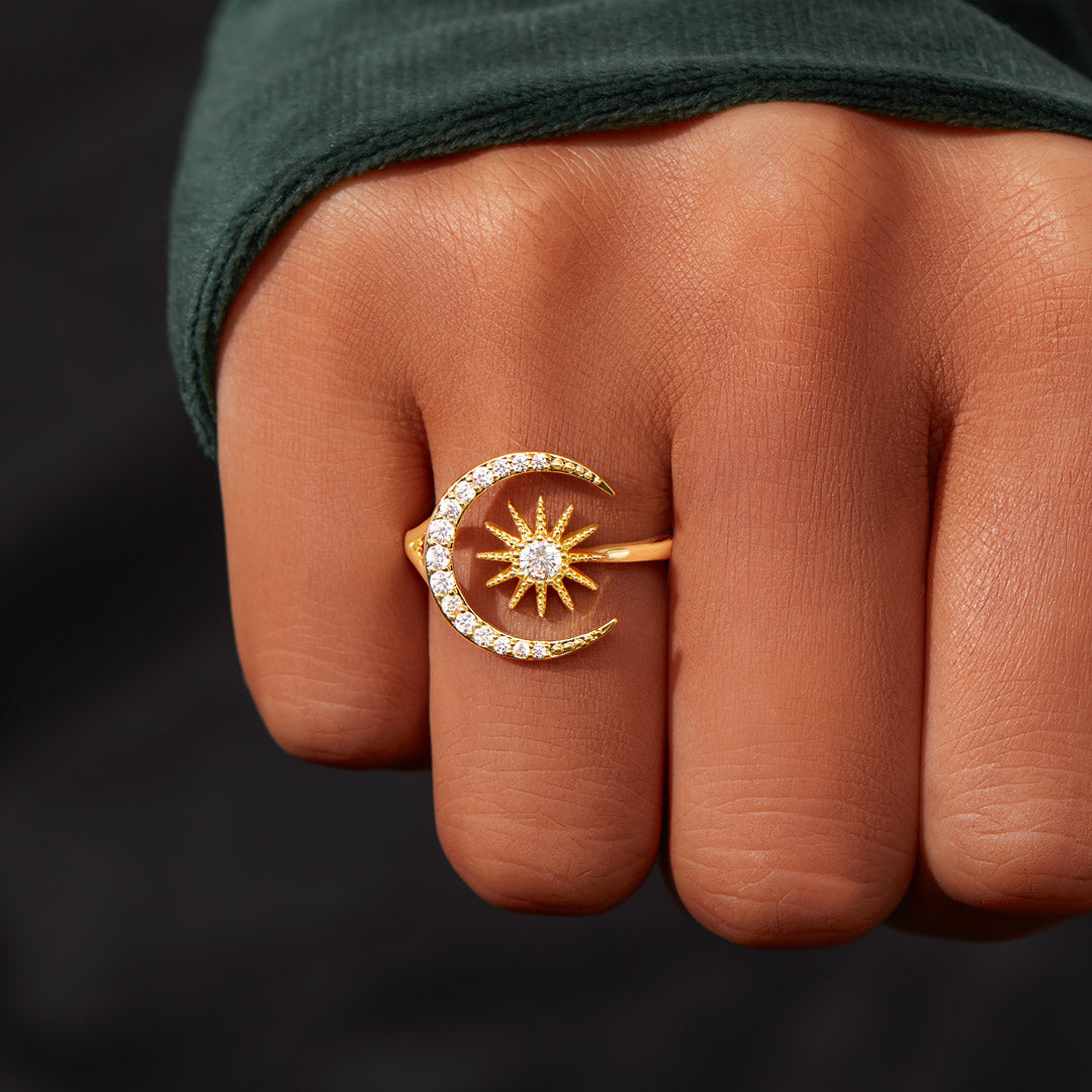 Granddaughters of Witches Crescent Moon & Star Ring