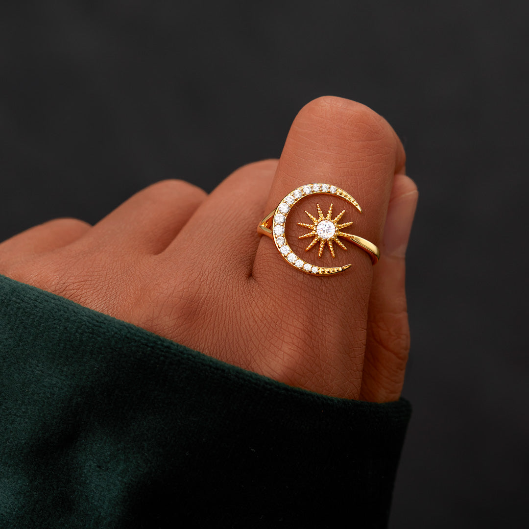 Granddaughters of Witches Crescent Moon & Star Ring
