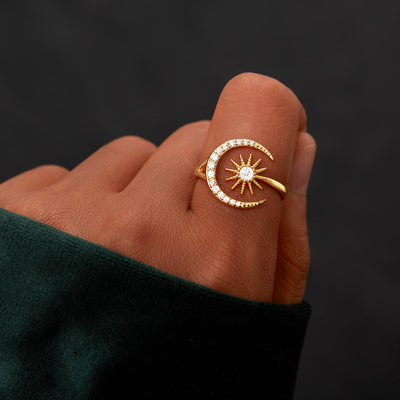 Granddaughters of Witches Crescent Moon & Star Ring