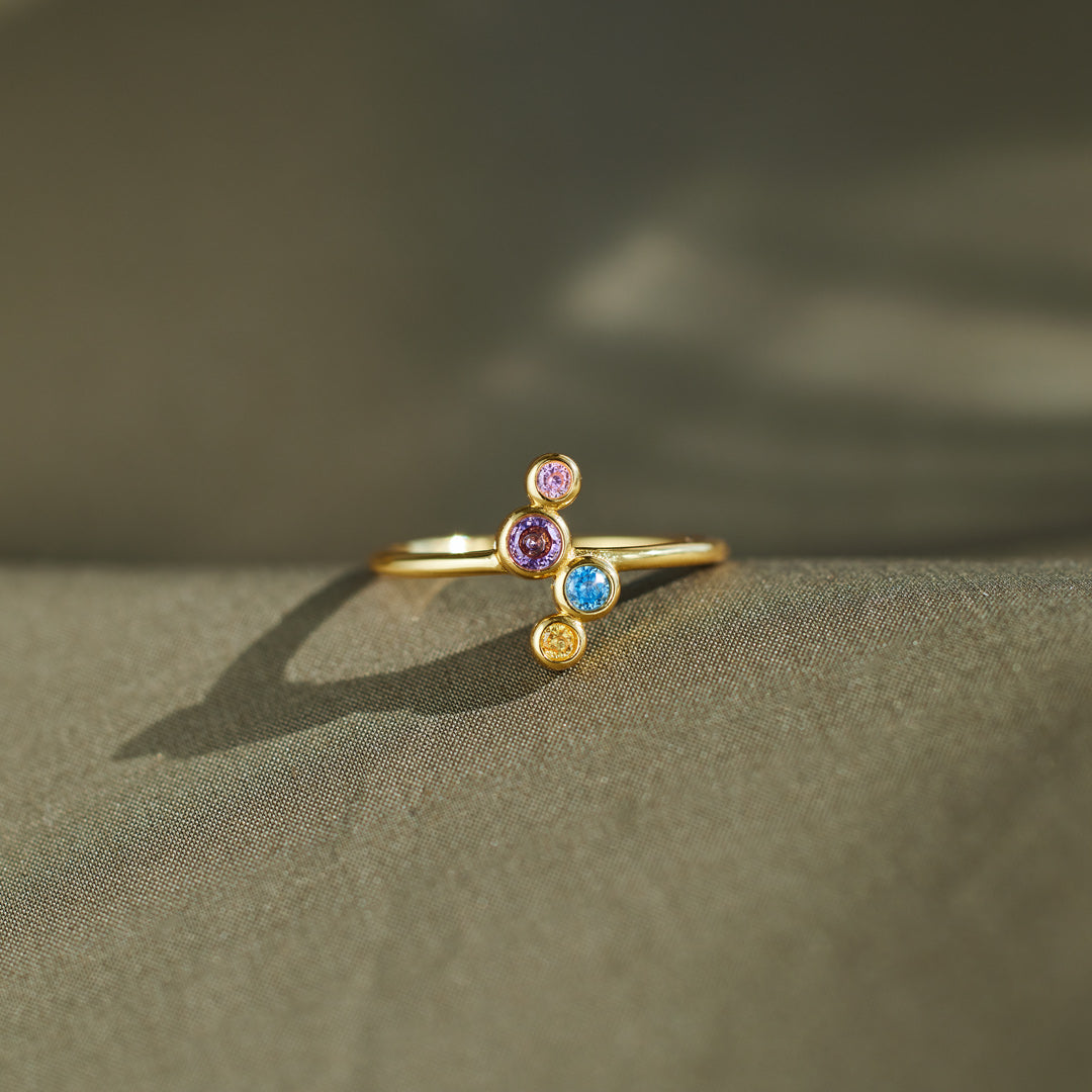 Custom 2-5 Birthstones Irregular Ring