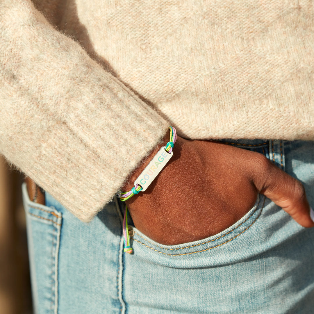 Enamel Mantra Bar Bracelet