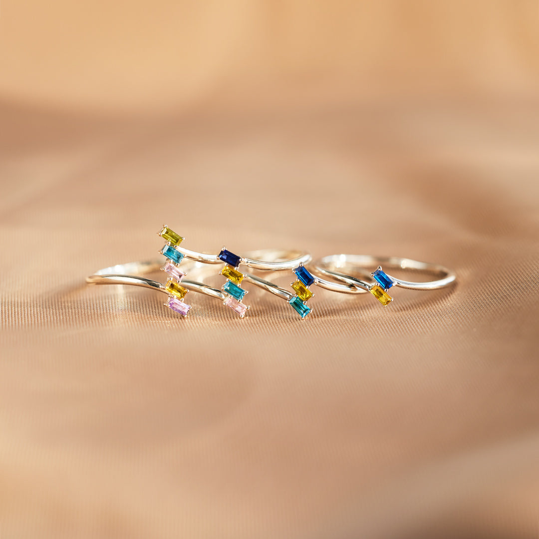 1-5 Birthstones Baguette Cut Ring