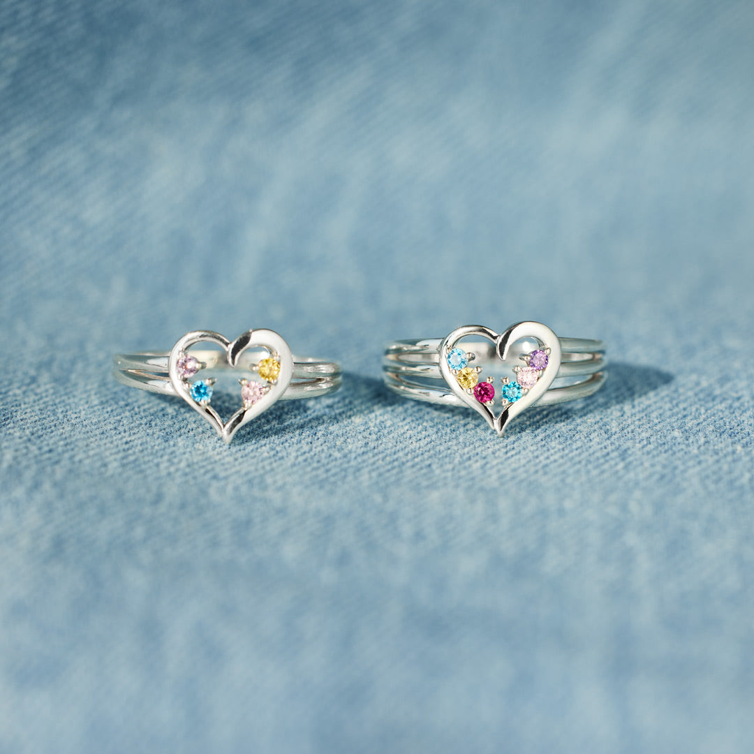 1-8 Birthstones Heart Ring