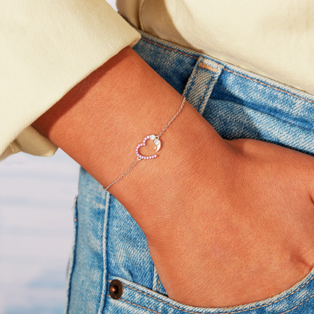 And So She Goes On Heart Semicolon Bracelet