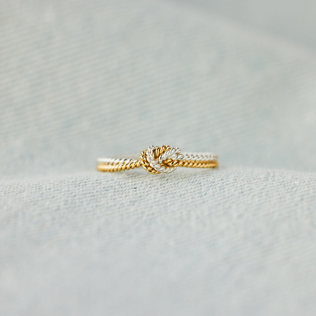 Mama & Daughter Joined Handcrafted Two Strand Knot Ring