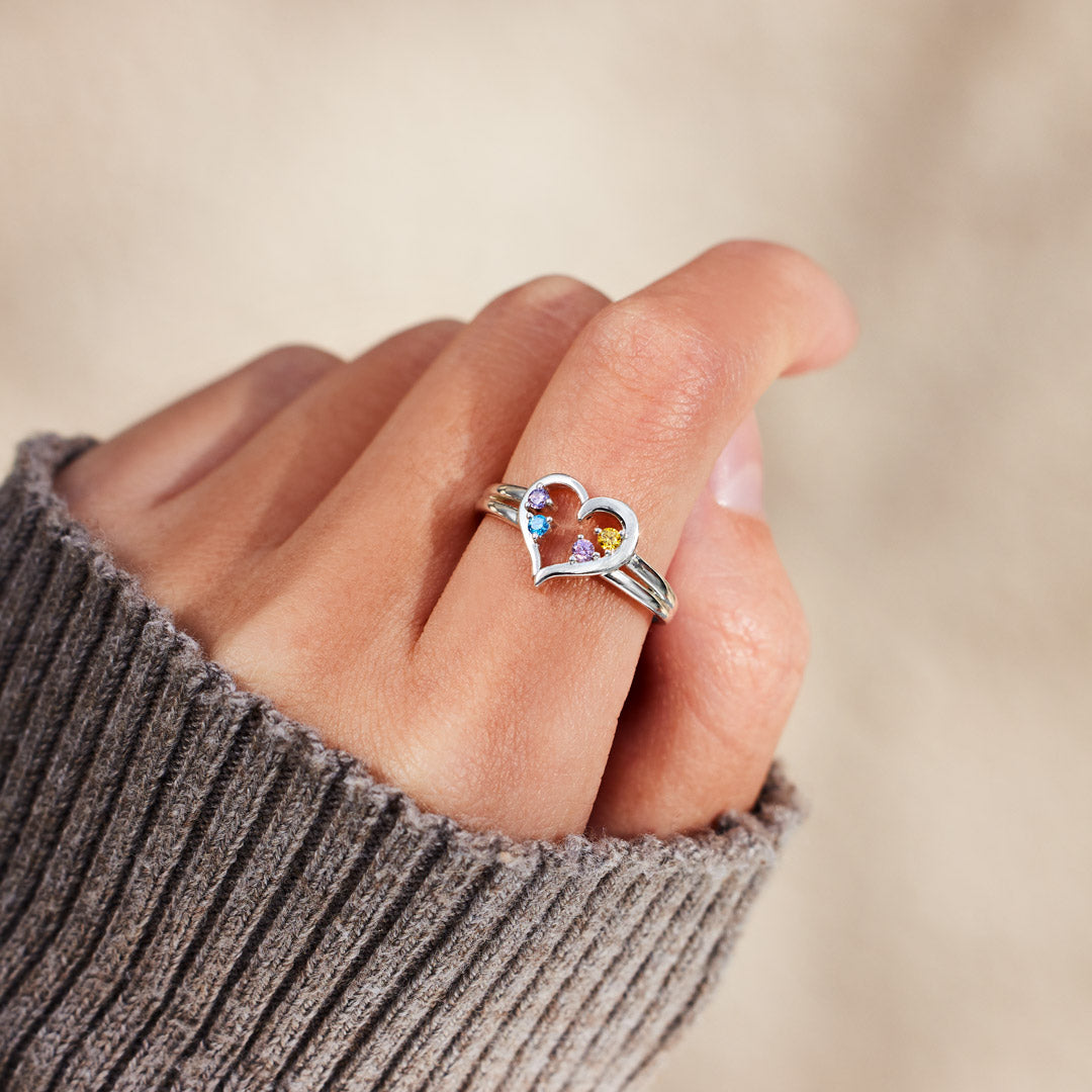 1-8 Birthstones Heart Ring
