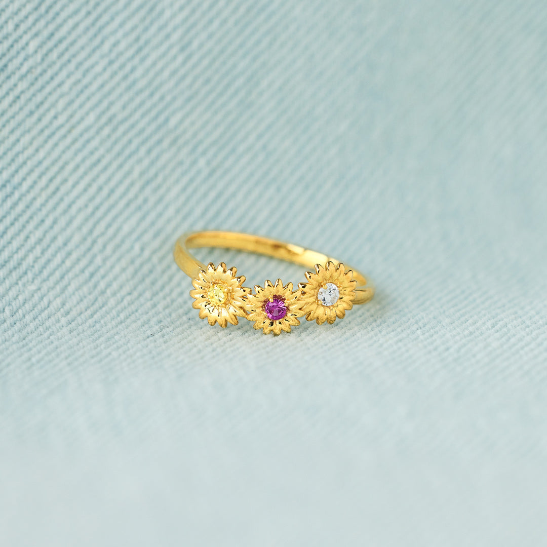 2-6 Birthstones Sunflower Ring