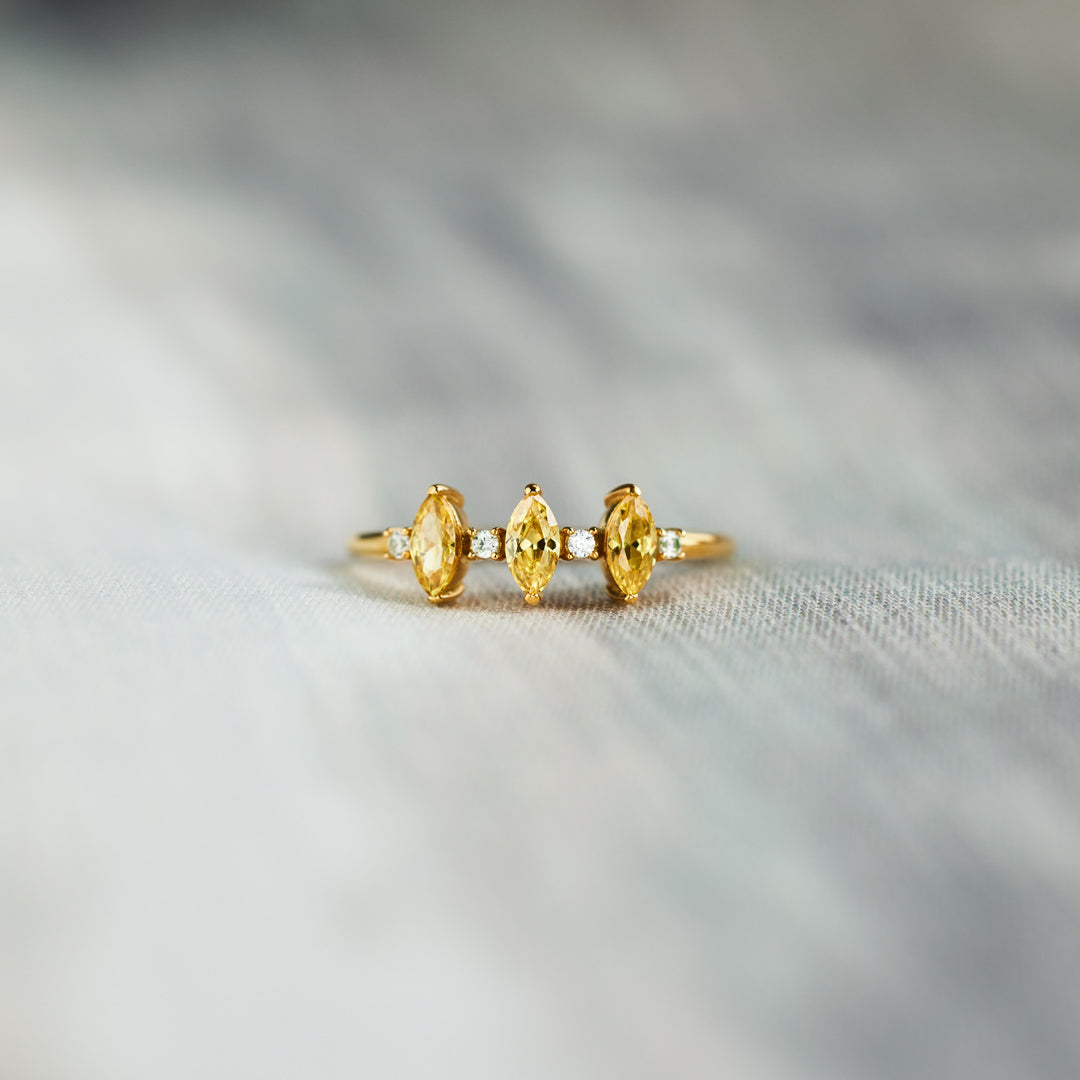 Past Present Future Triple Marquise Ring