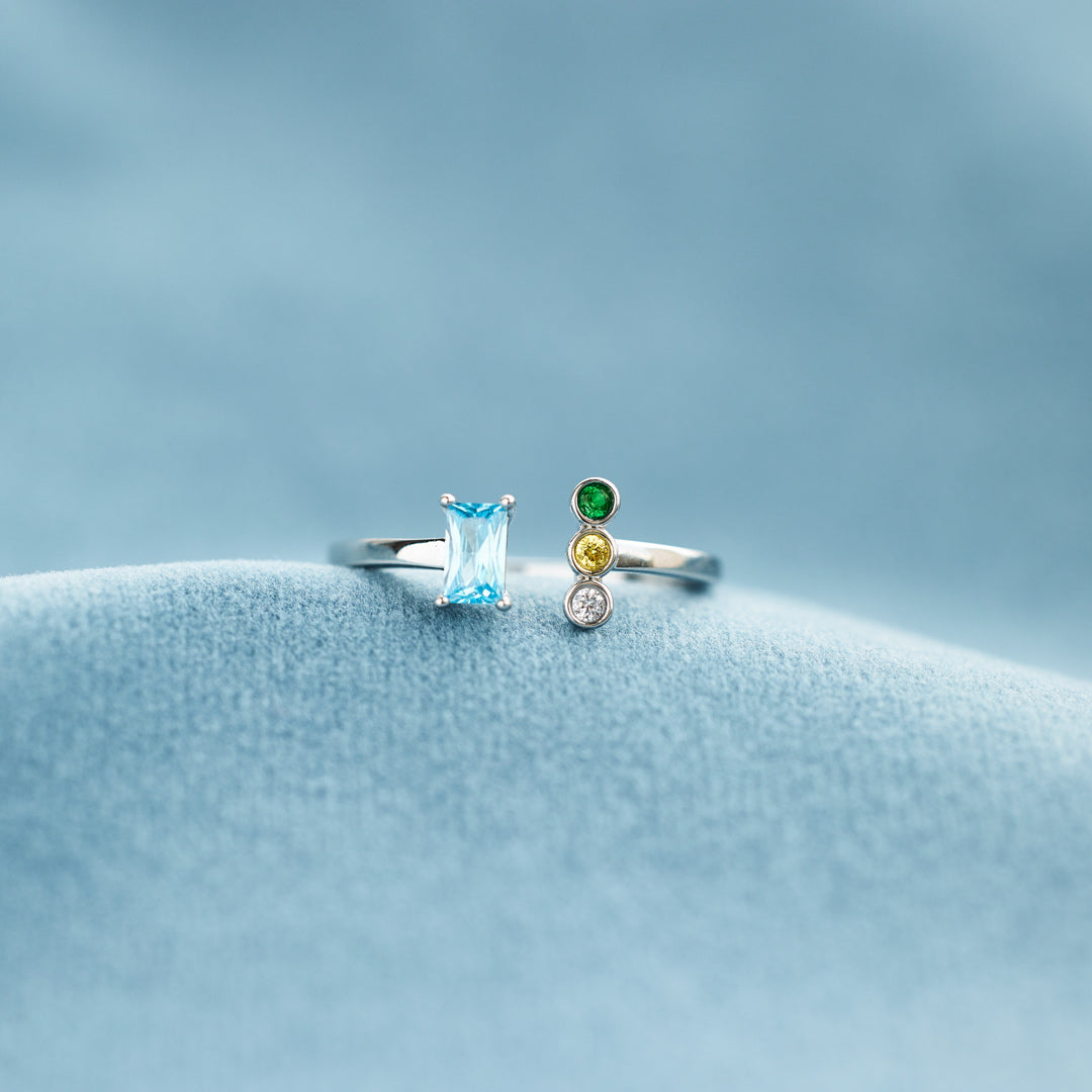 Mom And 1-5 Kids Birthstone Ring