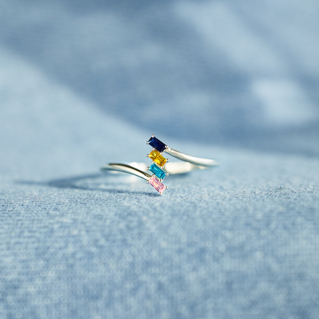 1-5 Birthstones Baguette Cut Ring