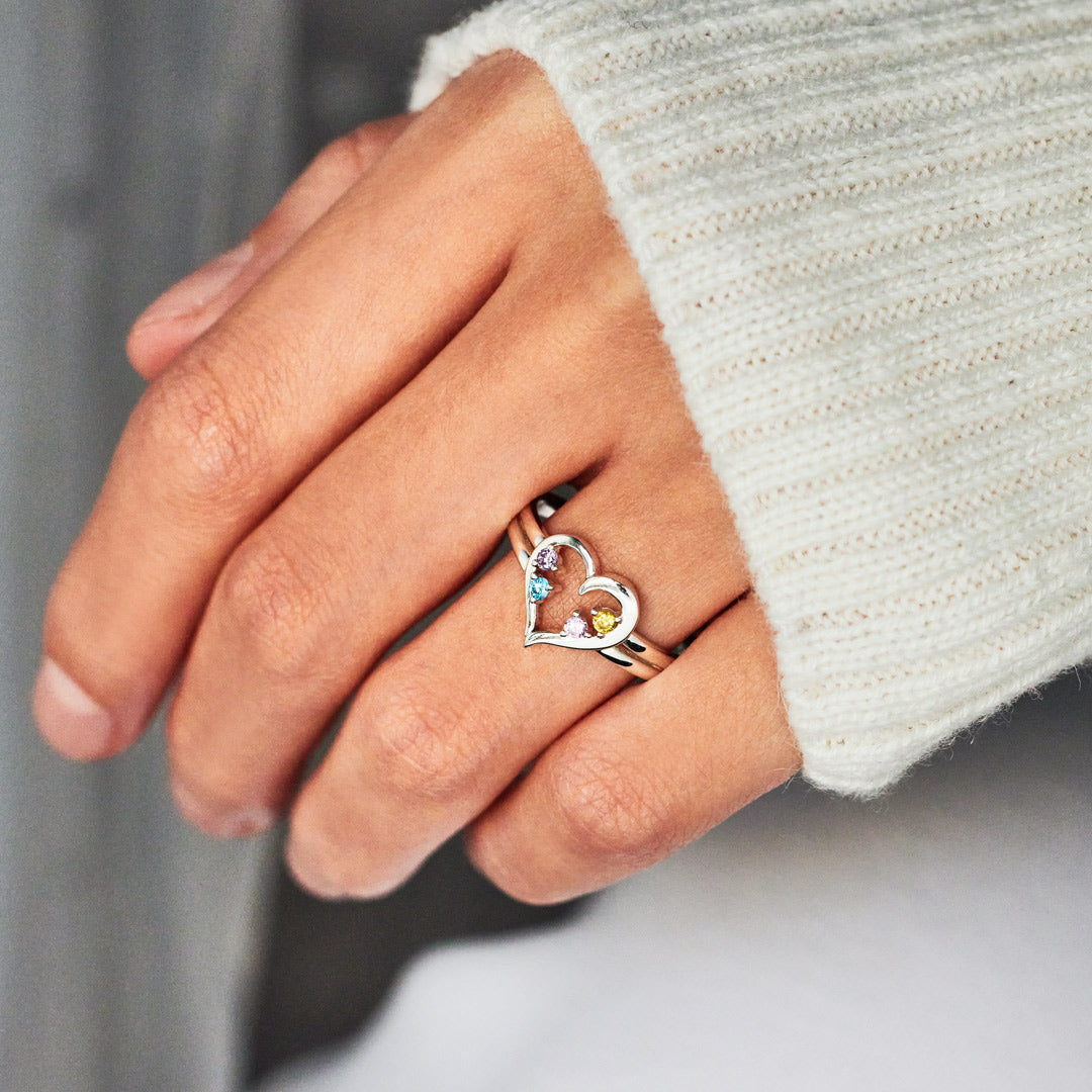 1-8 Birthstones Heart Ring