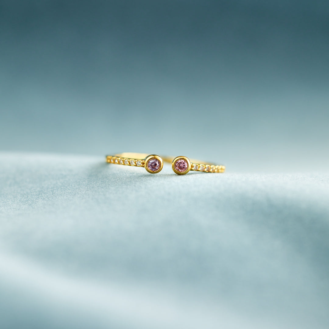 Double Birthstones Open Ring Band