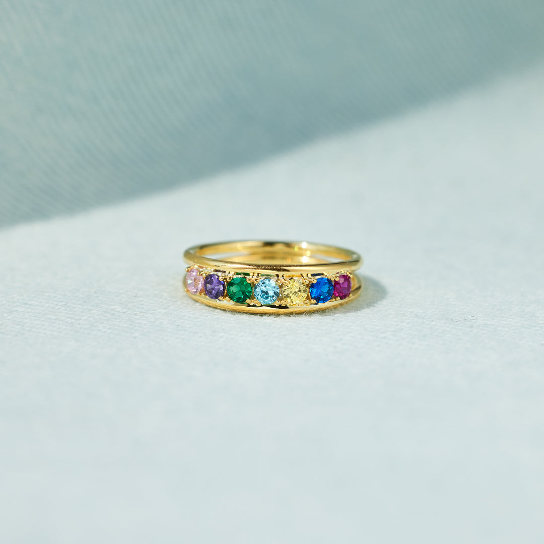 Grandma And 1-8 Grandkids Birthstones Blossom Ring