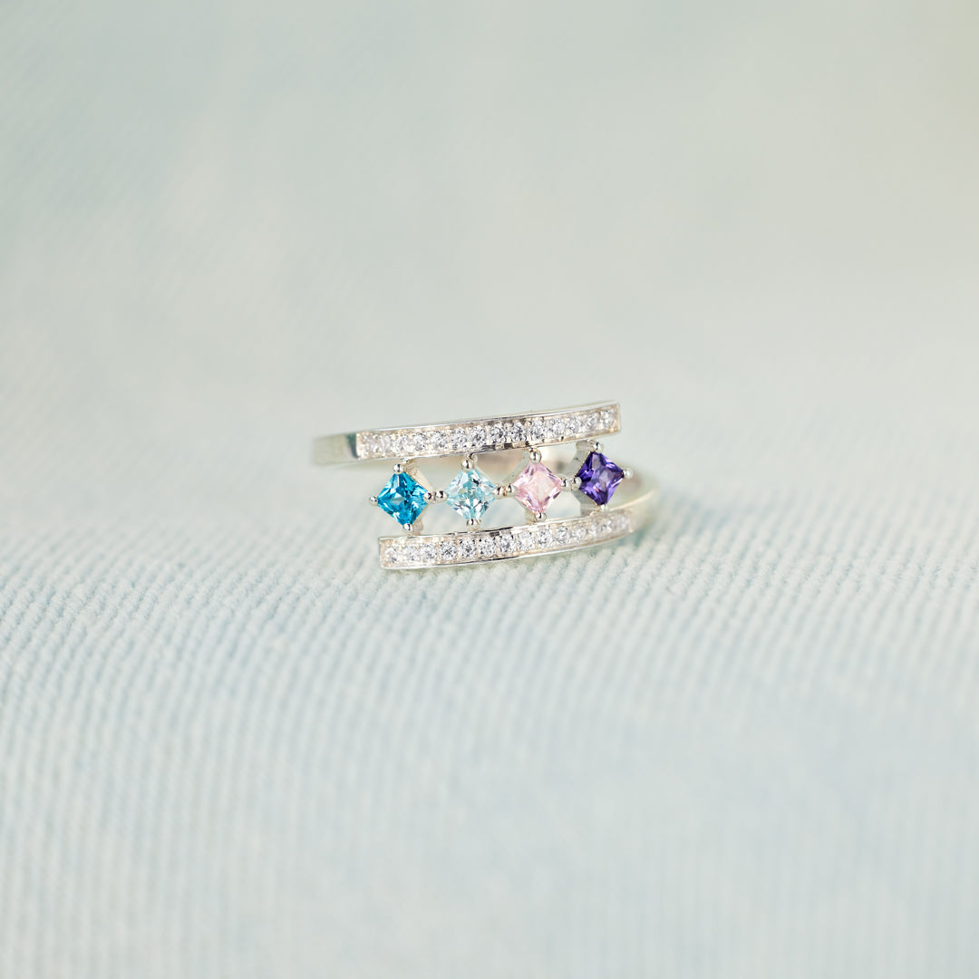1-8 Princess-Cut Birthstones Wrap Ring