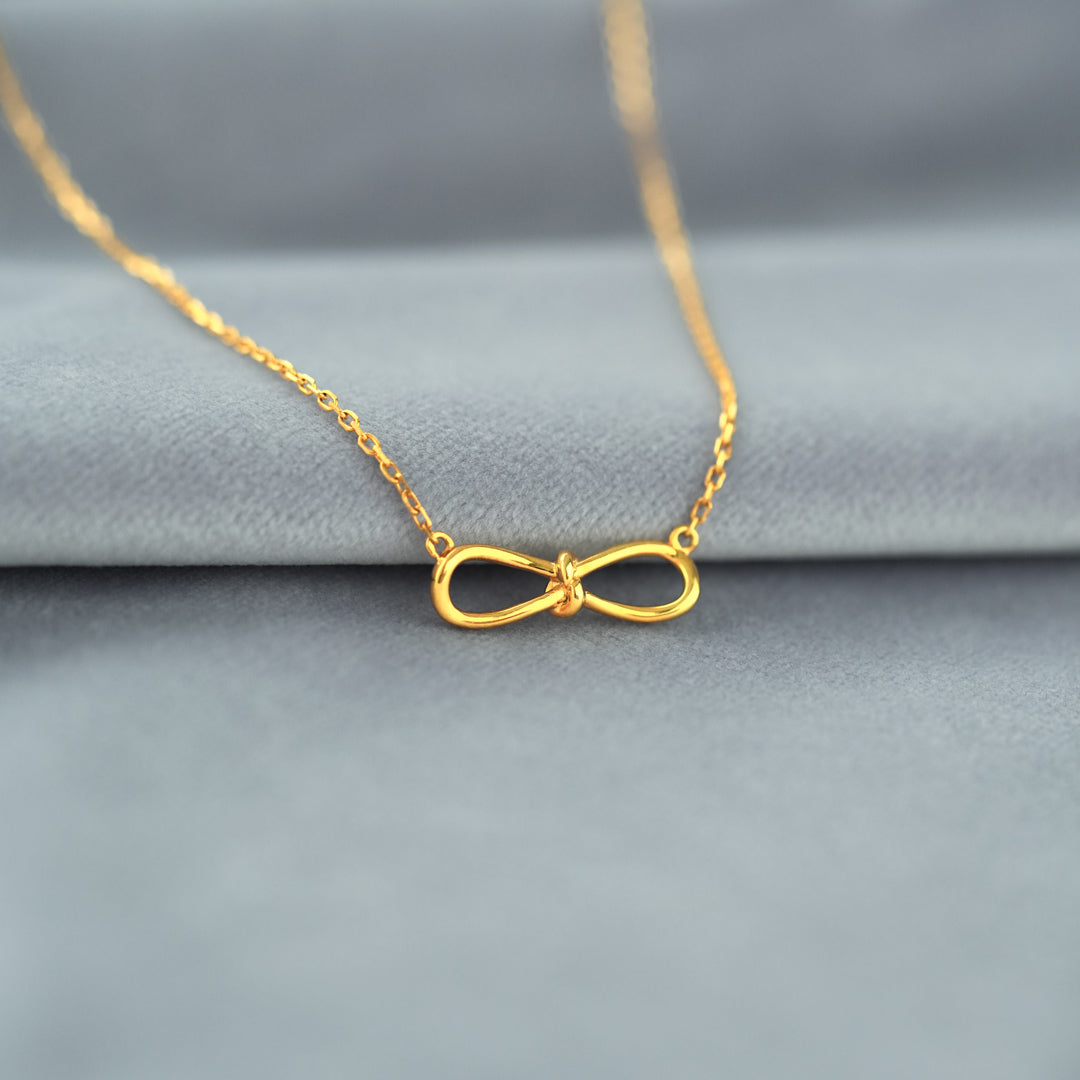 Bow Knot Gold Plated Necklace In Brass/Sterling Silver