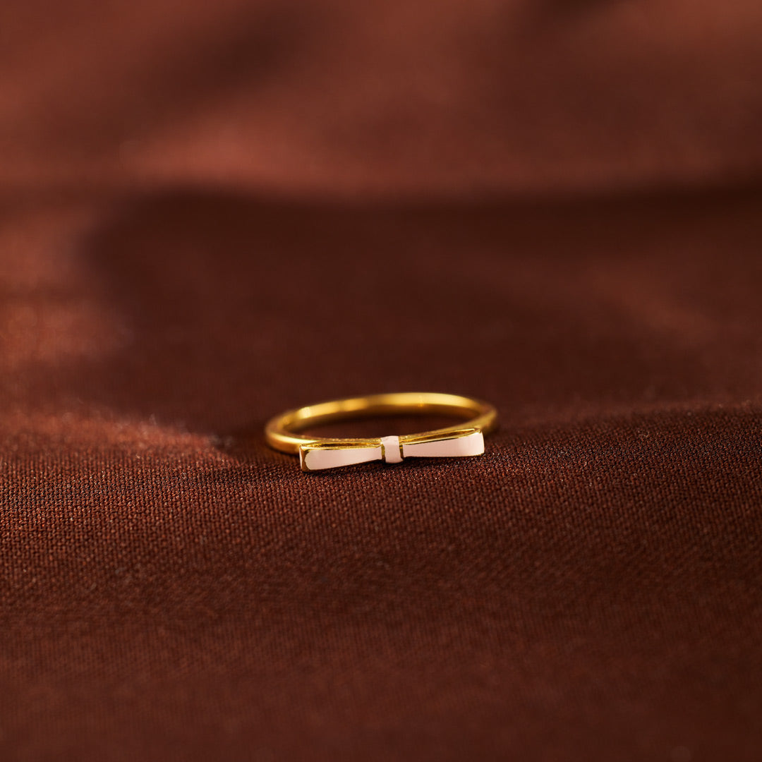 Pink Enamel Bow Ring-Gifts For Girls, Rings For Women