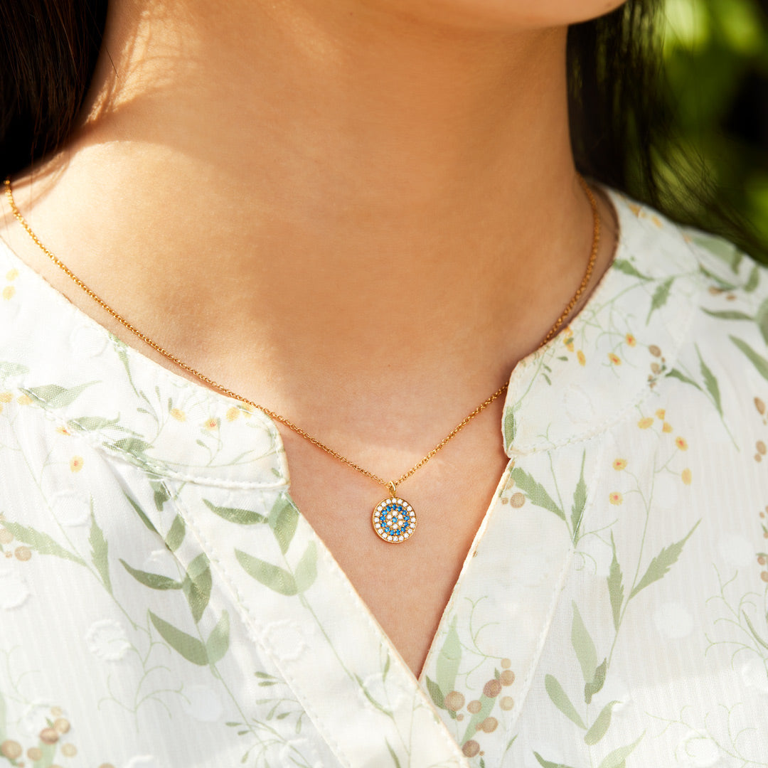 Evil Eye Disc Pendant Necklace