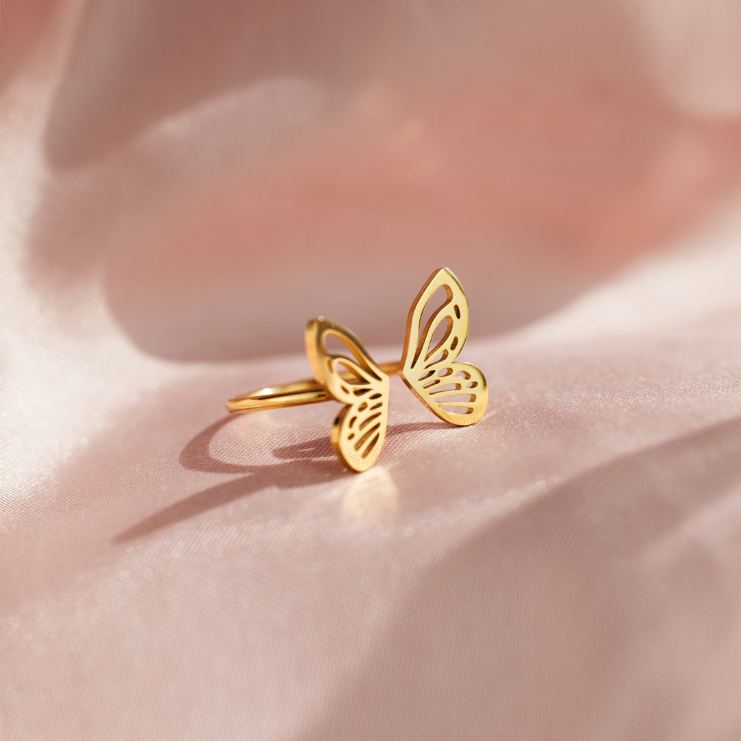 With Brave Wings She Flies Sculpted Butterfly Ring