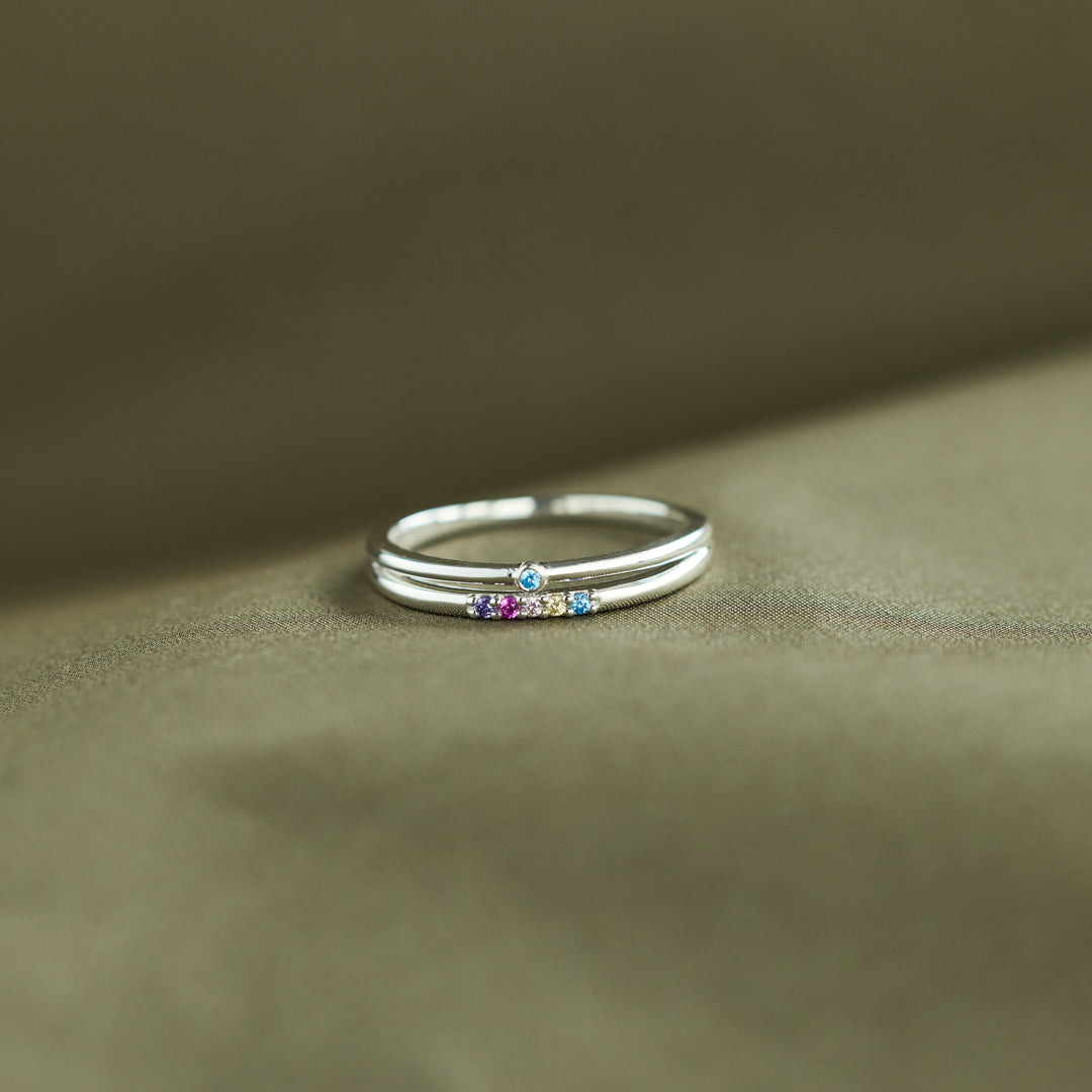 2-9 Birthstones Double Row Ring