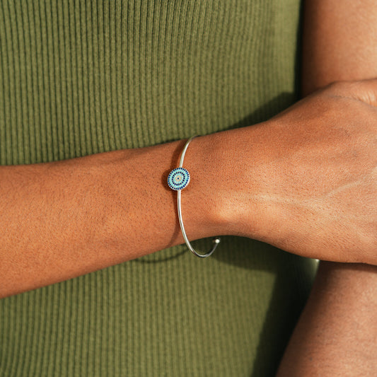 Pavé Evil Eye Cuff Bangle
