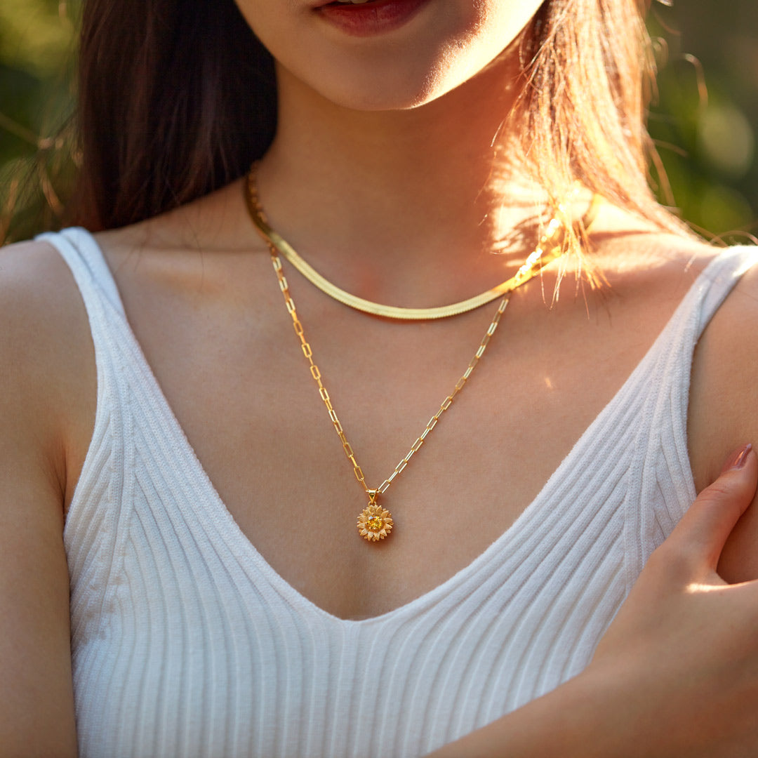 Sunflower Triple Layered Necklace Set