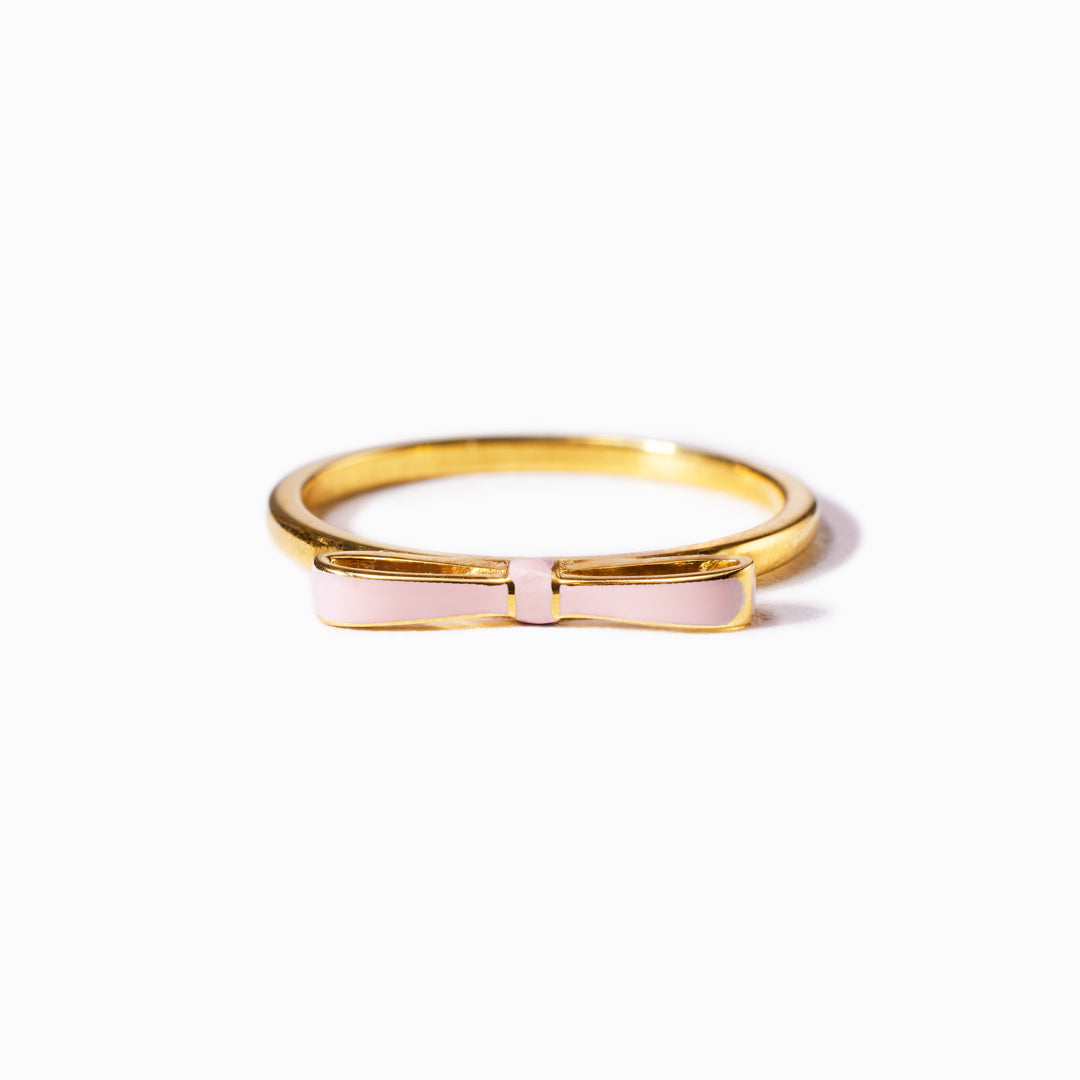 Pink Enamel Bow Ring-Gifts For Girls, Rings For Women
