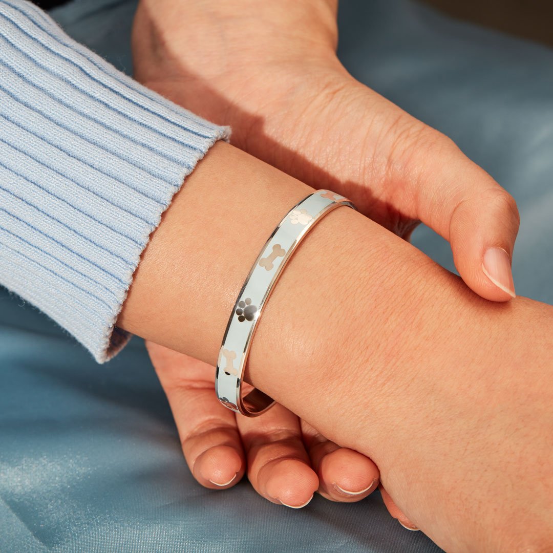 Life Is Better With Dogs Bone & Paw Cuff Bangle