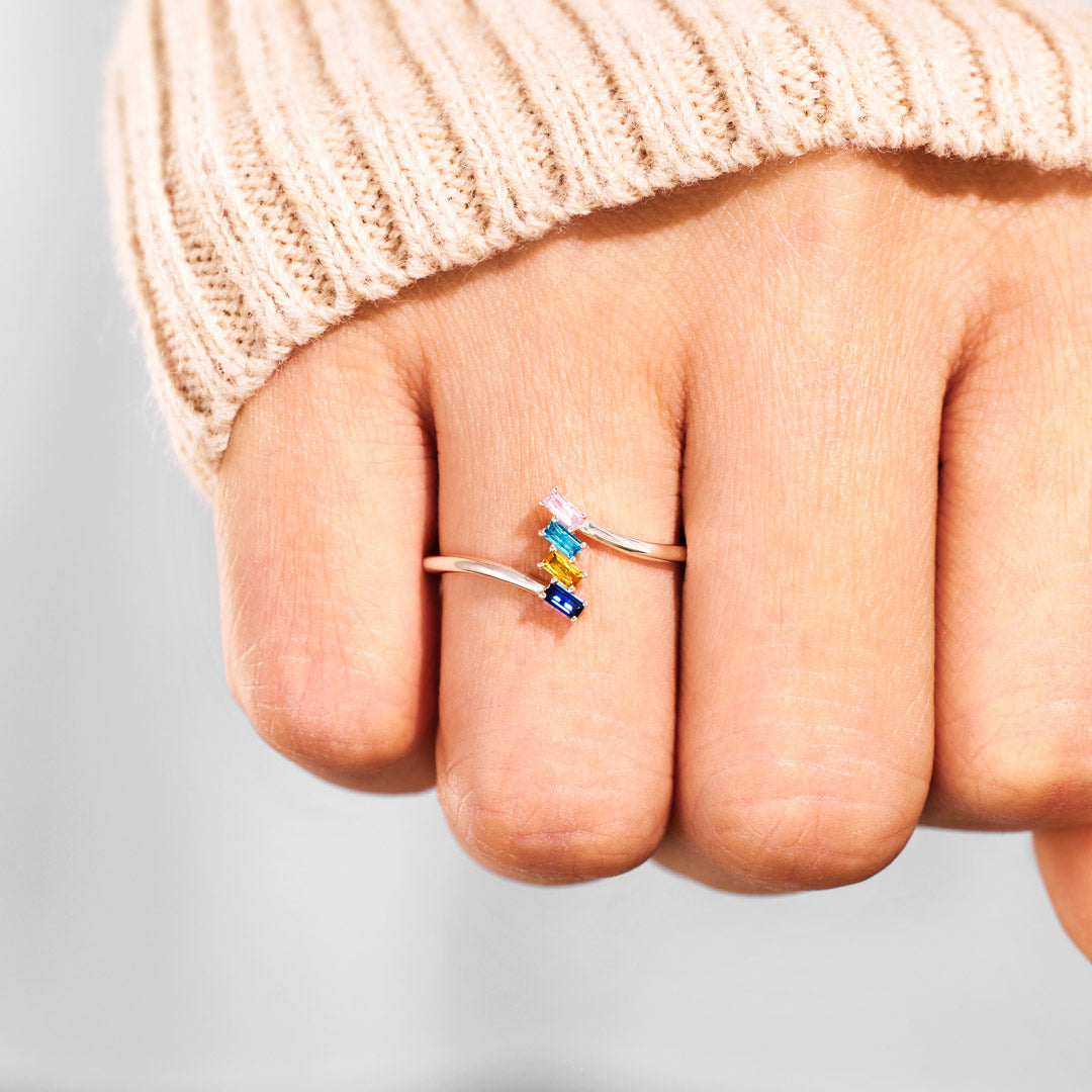 1-5 Birthstones Baguette Cut Ring
