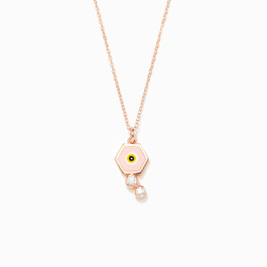 Hexagon Enamel Evil Eye Necklace