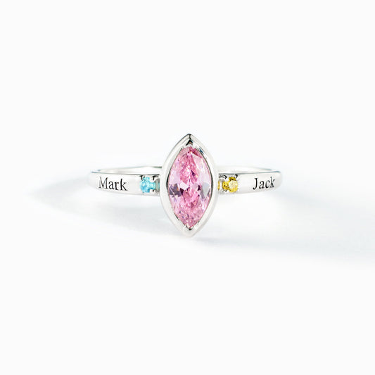 1-8 Names & Birthstones Marquise Ring