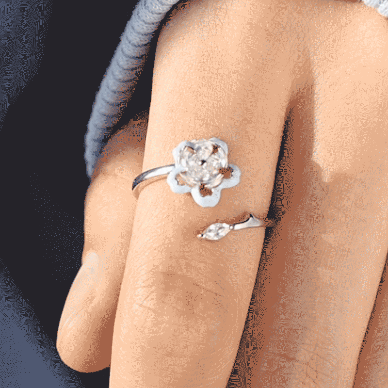 Bloom Slowly Enamel Flower Fidget Ring