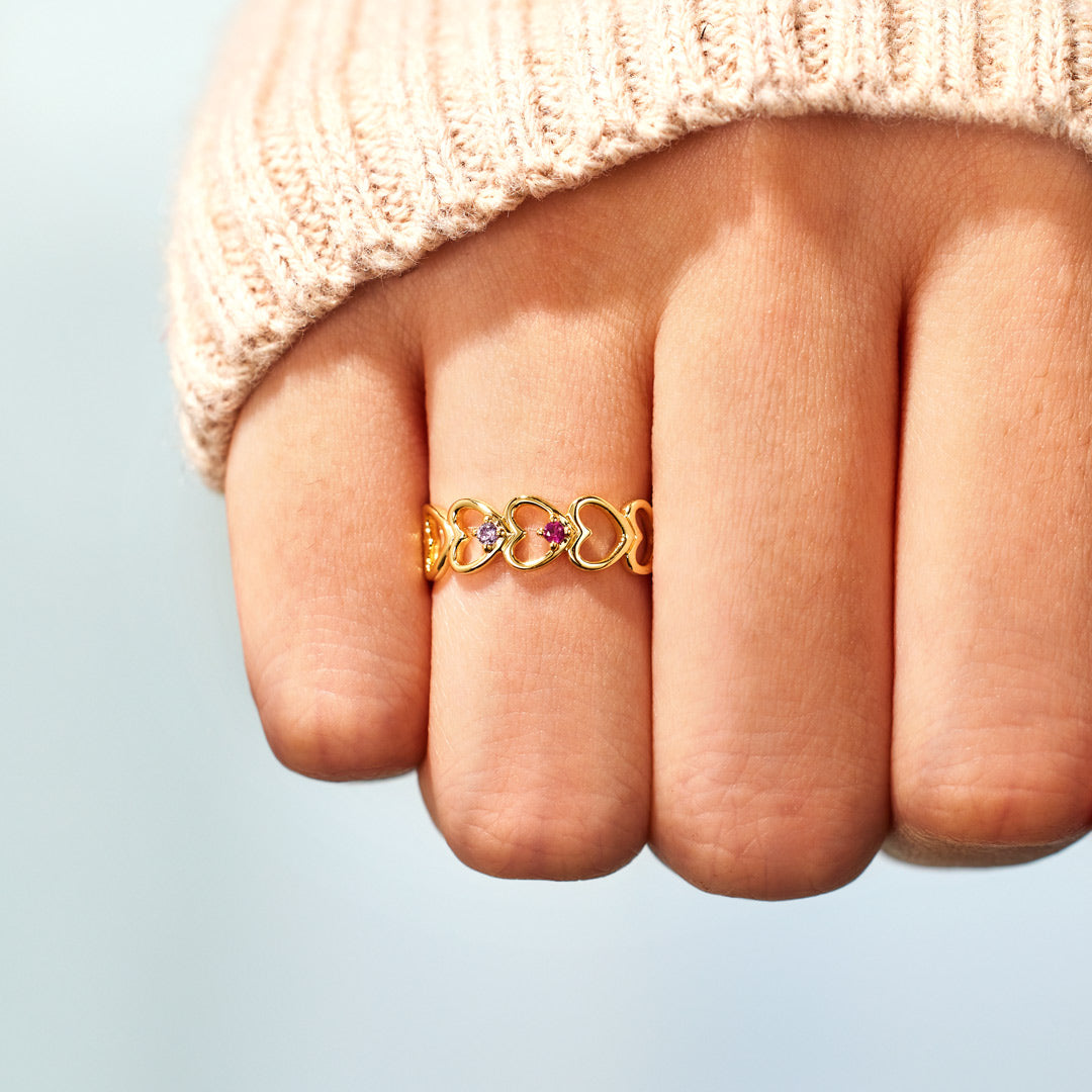 2-6 Birthstone Heart To Heart Ring Band
