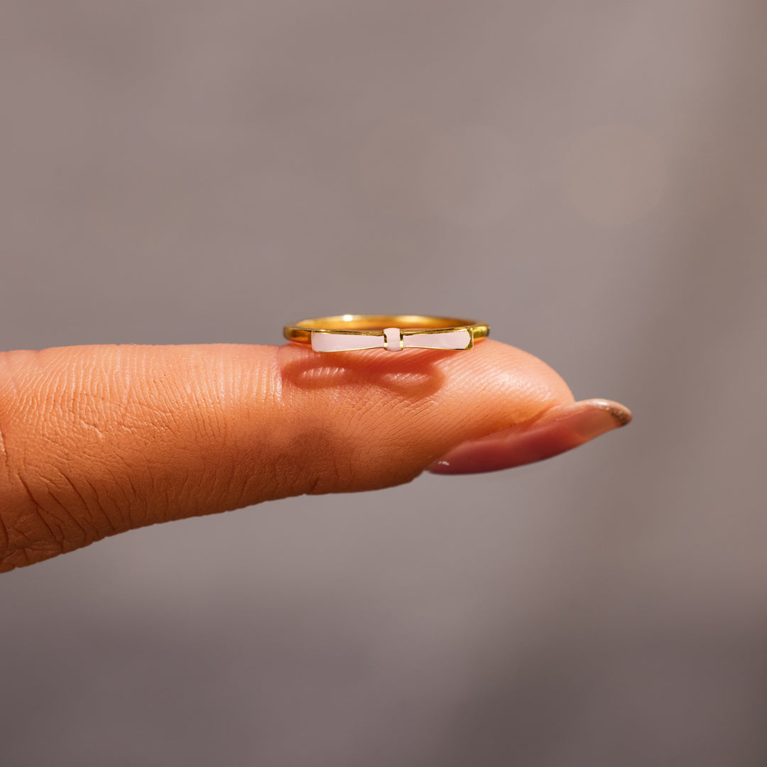 Pink Enamel Bow Ring-Gifts For Girls, Rings For Women