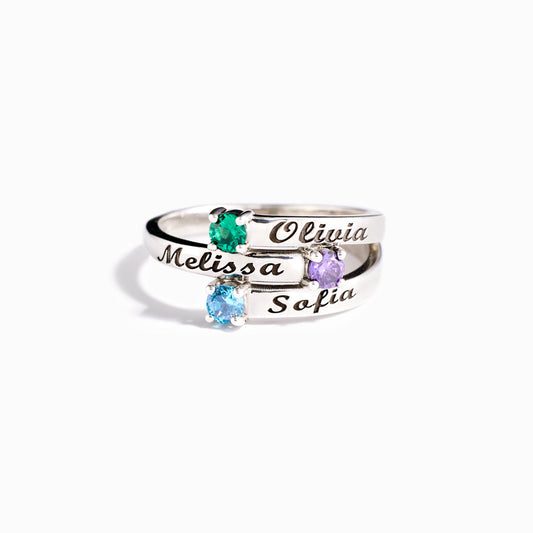 1-4 Names&Birthstones Wrap Ring