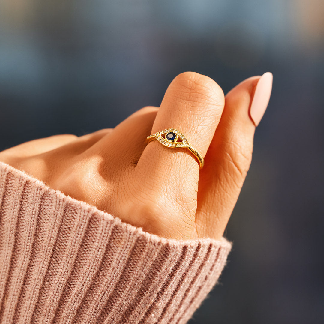 Always Protected Golden Evil Eye Ring