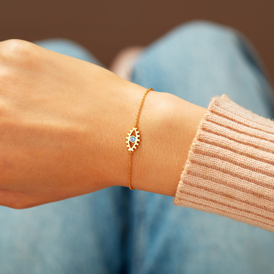 Blue Evil Eye Gold Bracelet