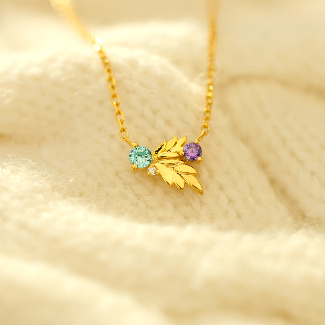 Nana's Gem on the Family Branch 1-6 Birthstones Leaf Necklace