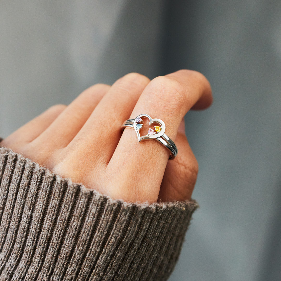 1-8 Birthstones Heart Ring
