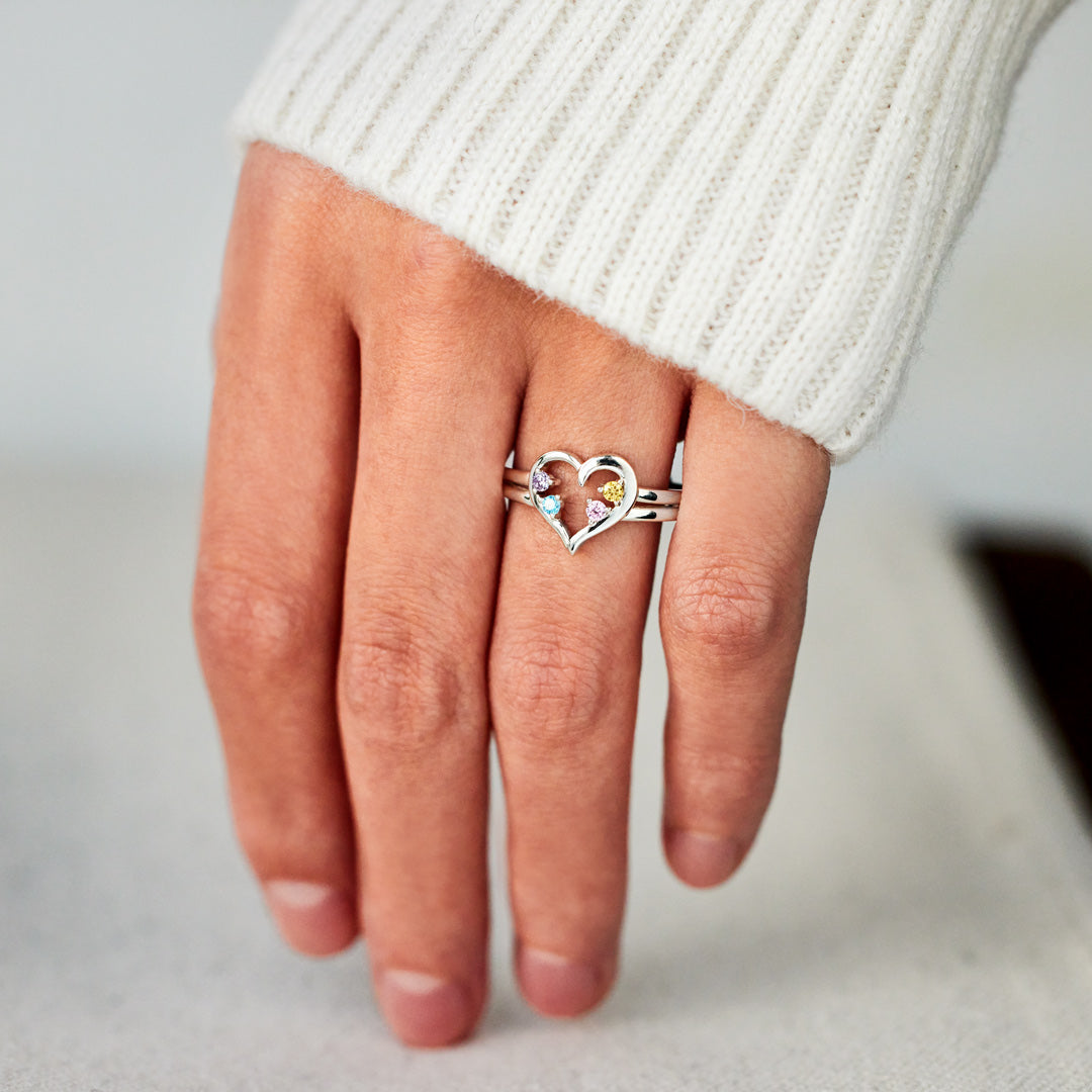 1-8 Birthstones Heart Ring
