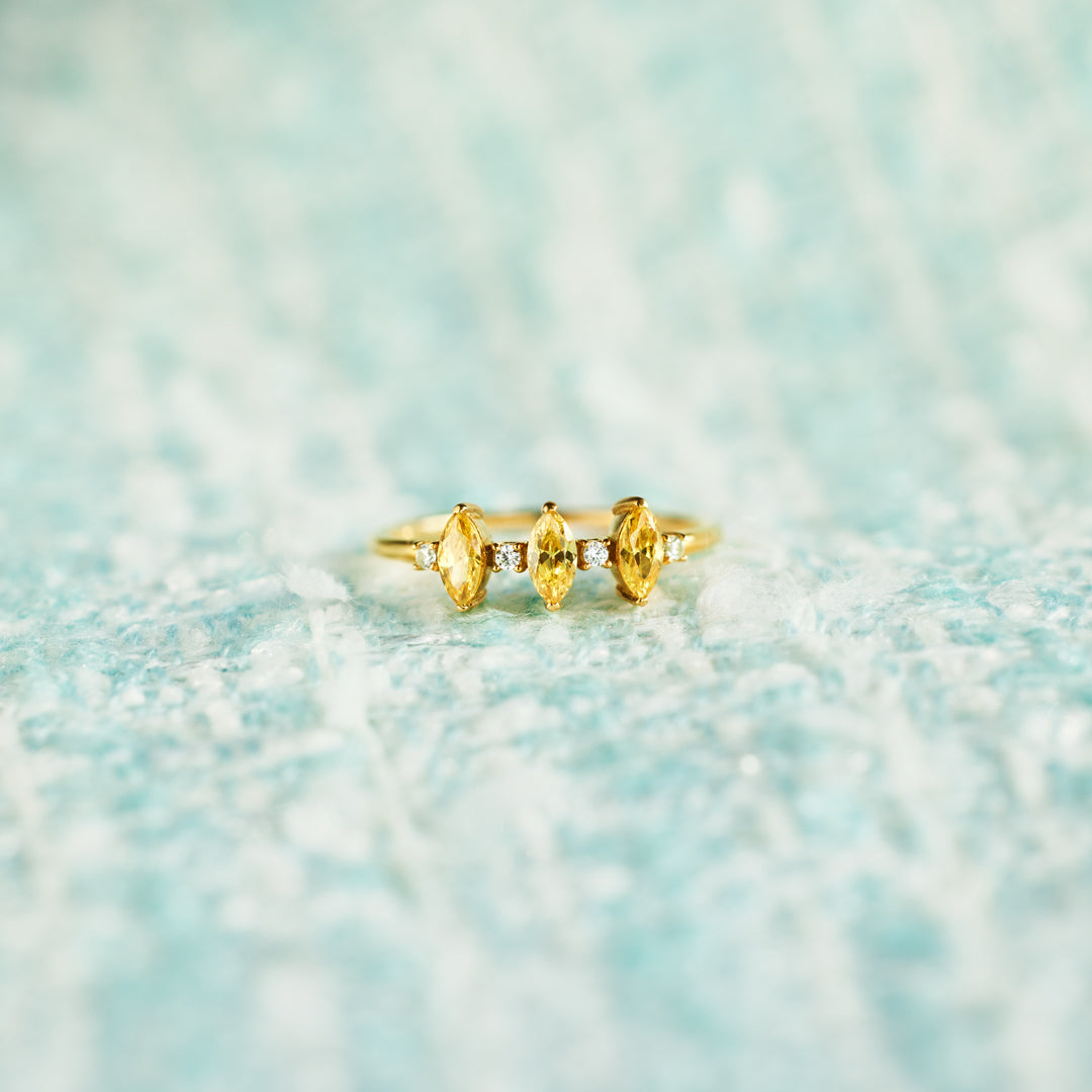 Past Present Future Triple Marquise Ring