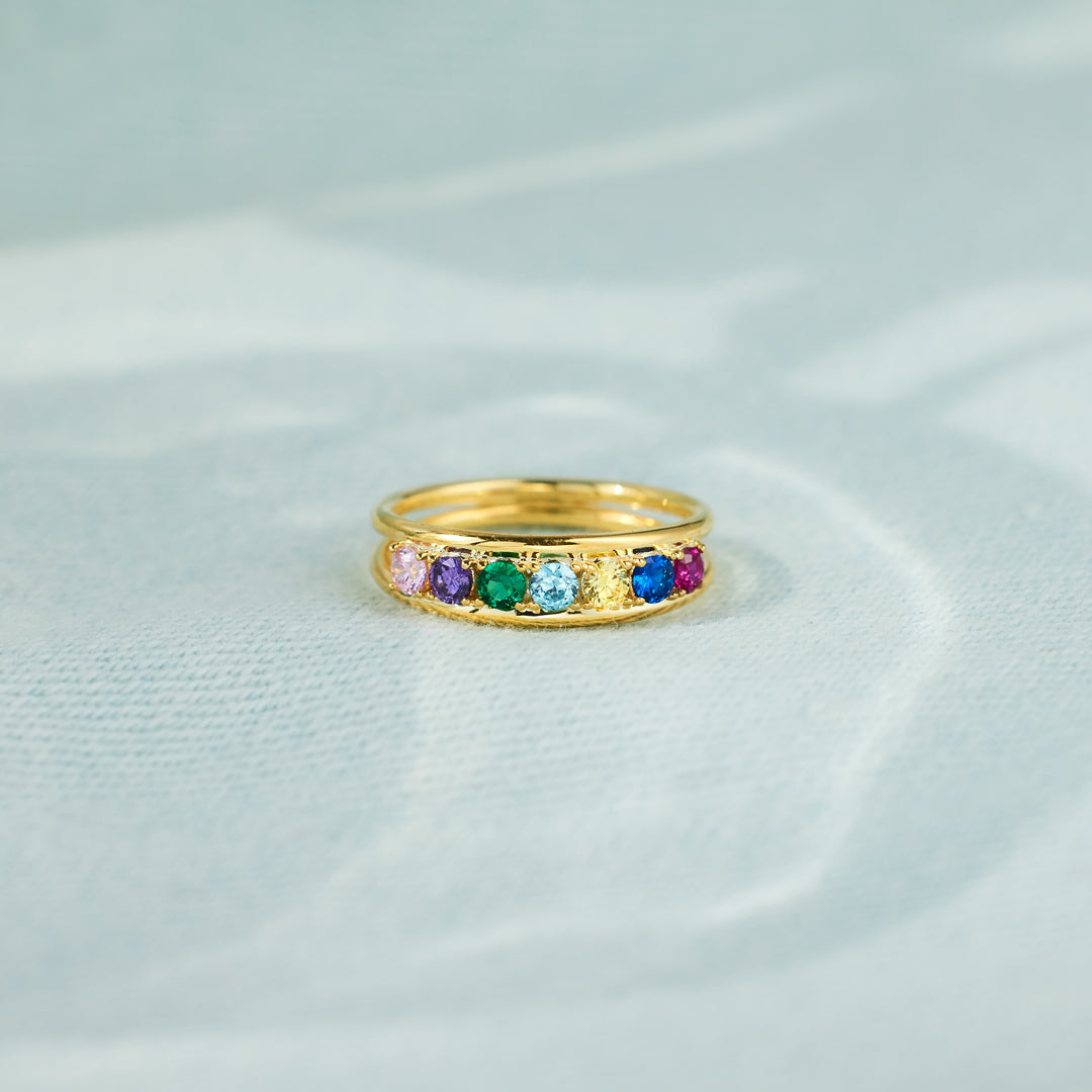 Grandma And 1-8 Grandkids Birthstones Blossom Ring